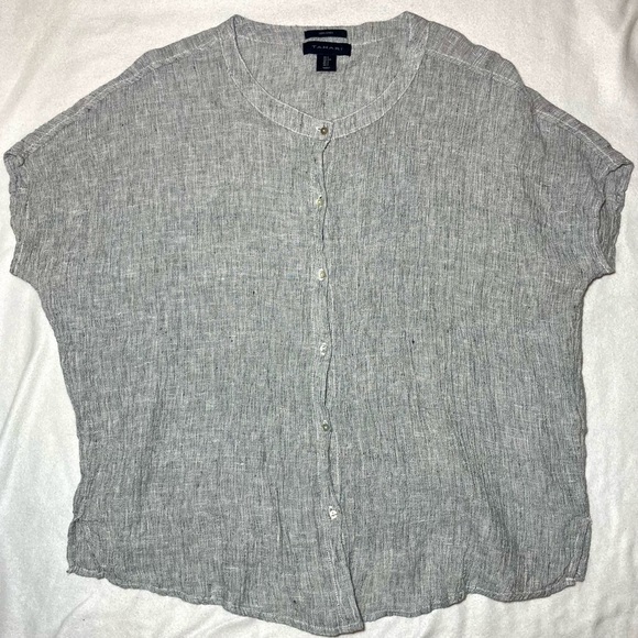 100% Linen Smock Lagenlook Tunic Top Batwing Sleeves Button Front Detail Size Sm - Picture 1 of 8